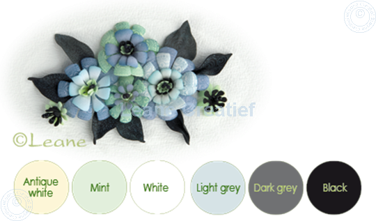 Afbeelding van Flower foam set 10 zwart/grijs