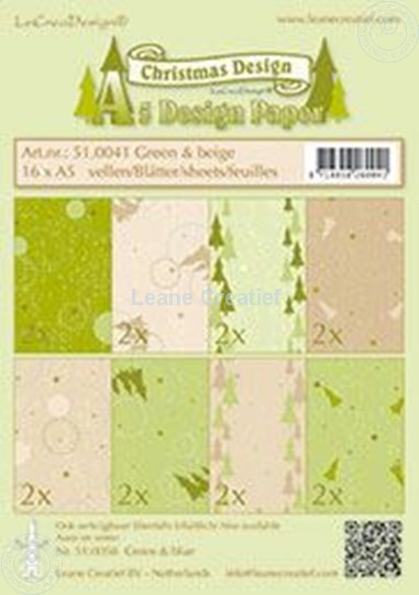 Image sur Feuilles décorées Noël Green & Beige A5