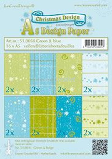 Afbeelding van Design papier Christmas Blue & Green A5