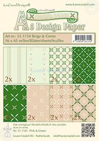 Afbeelding van Design papier beige & groen A5
