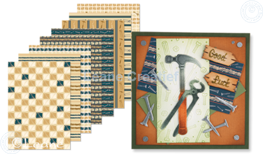 Bild von Design Paper Men tools blue/brown