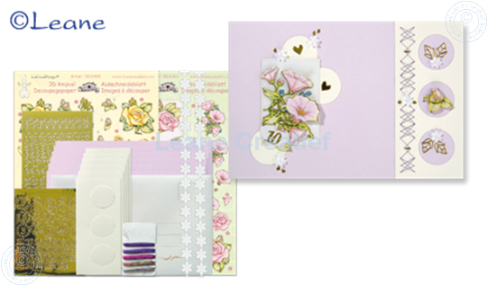 Afbeelding van Tri-O-kaarten borduurkit roze/magnolia
