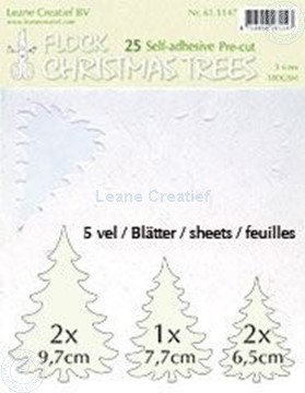 Bild von 25 white Flock trees pre-cut & self-adhesive