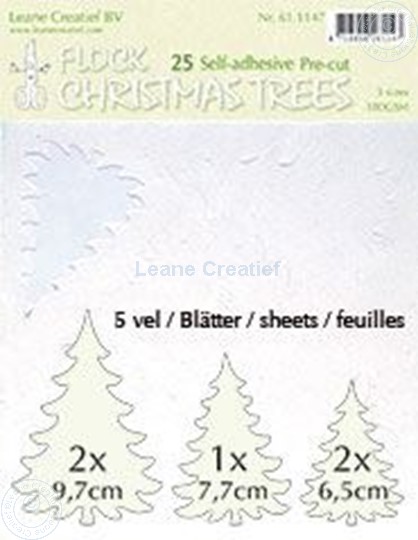 Afbeelding van 25 white Flock trees pre-cut & self-adhesive