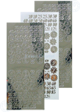 Image de LeCreaDesign® sticker de numéros d'anniversaires miroir d'argent