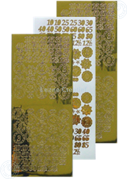 Afbeeldingen van LeCreaDesign® sticker jubileum cijfers mirror goud