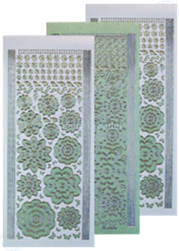 Picture of LeCreaDesign® flower stickers / peel offs green/silver