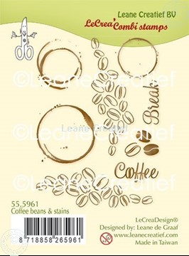 Afbeeldingen van LeCreaDesign® combi clear stamp Koffiebonen en vlekken