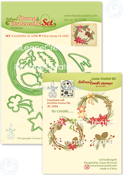 Afbeeldingen van Set Stamp & Contour Die Wreath X-mas