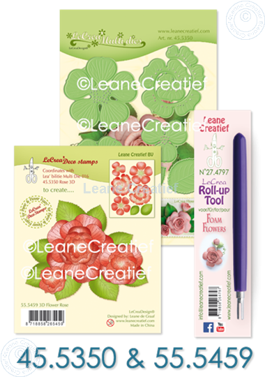 Afbeelding van Set Multi die & Clearstamp Rose & Roll-up tool