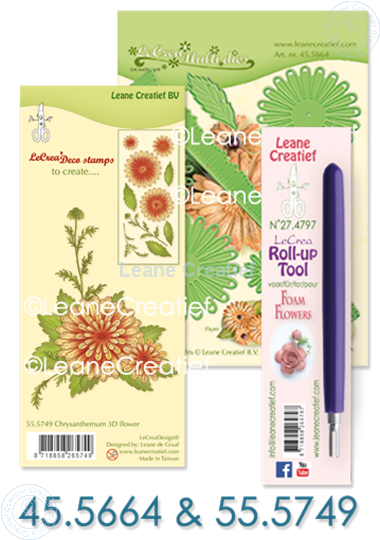 Bild von Multi die & Clear Stamp Chrysanthemum & Roll-up tool