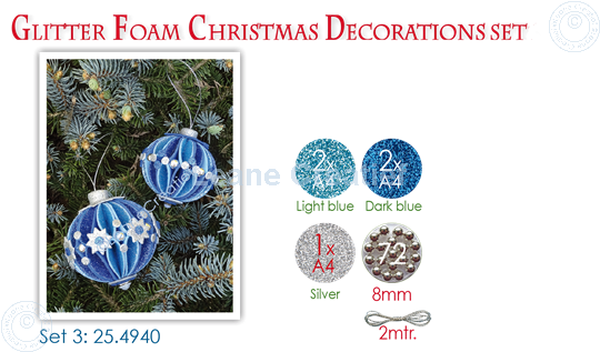 Image sur Glitter Foam Boule de Noël décoration Set 3