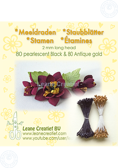 Picture of Stamen 2mm,  80 pearl black & 80 antique gold