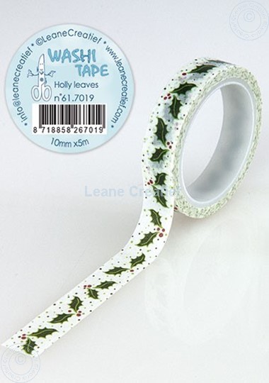 Image sur Washi tape Feuilles de houx, 10mm x 5m.