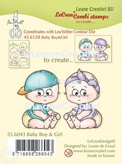 Bild von LeCreaDesign® Kombi Silikon Stempel  Baby Junge und Mädchen