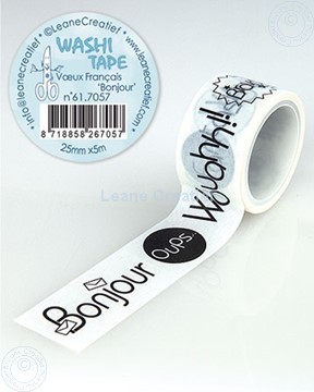 Picture of Washi tape French words 1 “Bonjour…” 25mm x5m.