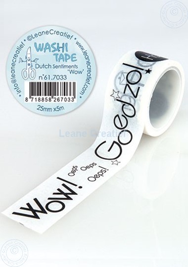 Afbeelding van Washi tape Nederlandse teksten 1 “Wow”, 25mm x 5m.