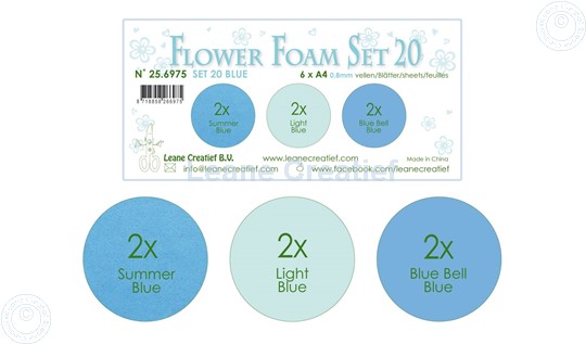 Afbeelding van Flower Foam set 20 /6x A4 vel /3 tinten Blauw
