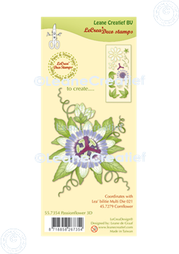 Afbeeldingen van LeCreaDesign® combi clear stamp Passiebloem 3D