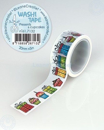 Afbeelding van Washi tape Cadeautjes & Cupcakes, 20mm x5m.