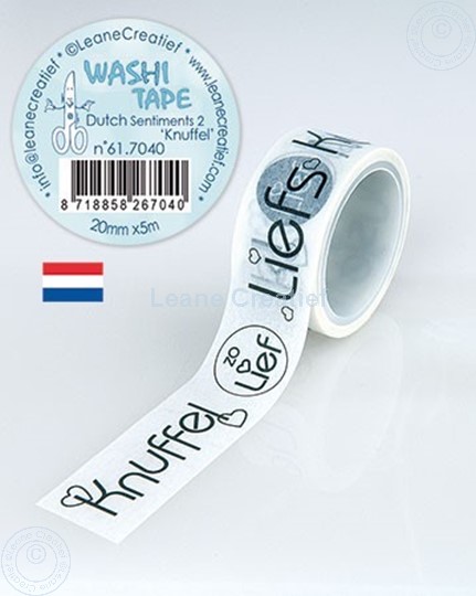Afbeelding van Washi tape Nederlandse woorden 2. "Knuffels", 20mm x 5m.