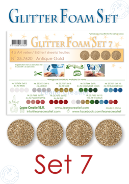 Afbeeldingen van Glitter Foam set 7, 4 vellen A4 Antiek goud