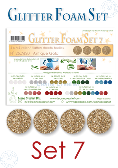 Afbeelding van Glitter Foam set 7, 4 vellen A4 Antiek goud