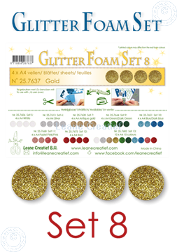 Afbeeldingen van Glitter Foam set 8, 4 vellen A4 Goud