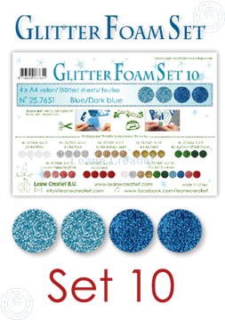Afbeeldingen van Glitter Foam set 10, 4 vellen A4 2 blauw & 2 donker blauw