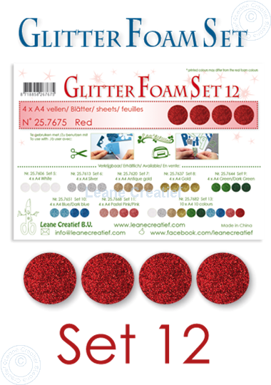 Image sur Glitter Foam set 12, 4 feuilles A4 Rouge