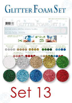 Afbeeldingen van Glitter Foam set 13, 10 vellen A4 verschillende kleuren
