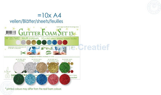 Bild von Glitter Foam Set 13, 10 Blätter A4 verschiedene Farben