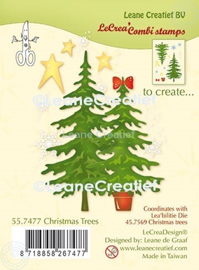 Afbeelding van LeCreaDesign® combi clear stamp Kerstbomen