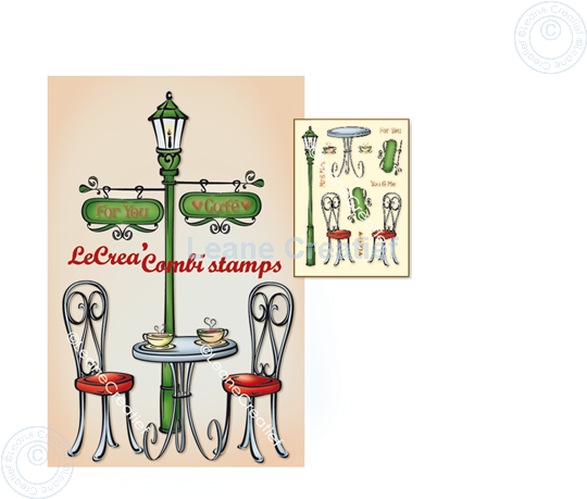 Afbeelding van LeCreaDesign® combi clear stamp Op het terras