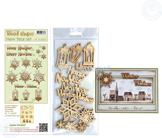 Bild von Wood shapes Neujahr-Winter Set 35 St.