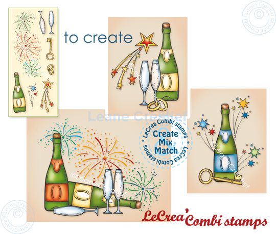 Afbeelding van LeCreaDesign® combi clear stamp Vuurwerk