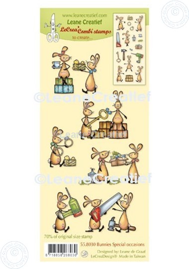 Afbeelding van LeCreaDesign® combi clear stamp Bunnies speciale gelegenheden