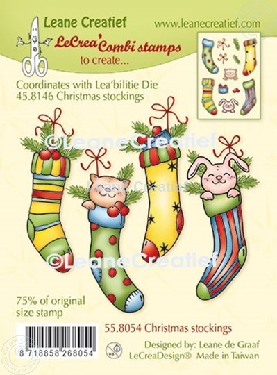 Afbeelding van LeCreaDesign® combi clear stamp Kerst sokken
