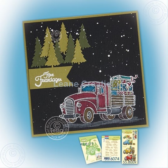 Image sur Christmas Truck on black card