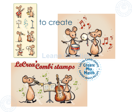 Picture of LeCreaDesign® combi clear stamp Mice playing Music