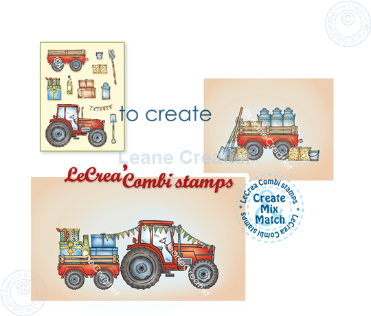 Afbeelding van LeCreaDesign® combi clear stamp Tractor   