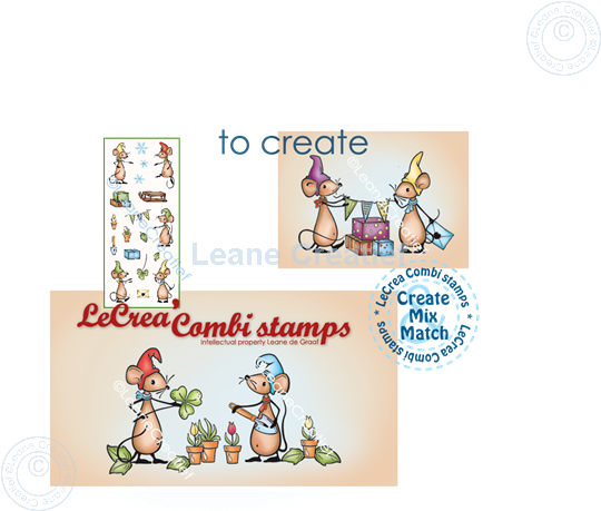 Picture of LeCreaDesign® combi clear stamp Little Mice Gnomes