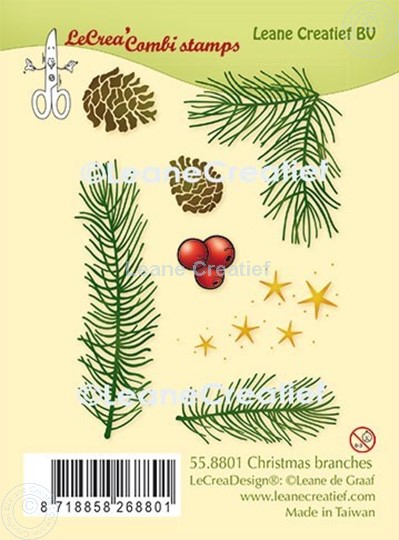 Afbeelding van LeCreaDesign® combi clear stamp Kersttakken