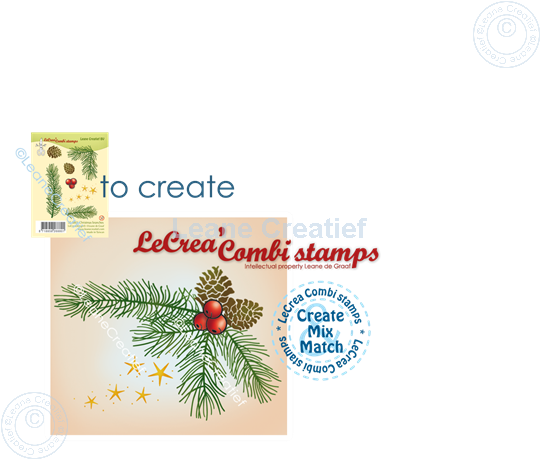 Afbeelding van LeCreaDesign® combi clear stamp Kersttakken