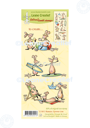 Afbeelding van LeCreaDesign® combi clear stamp Bunnies zomertijd