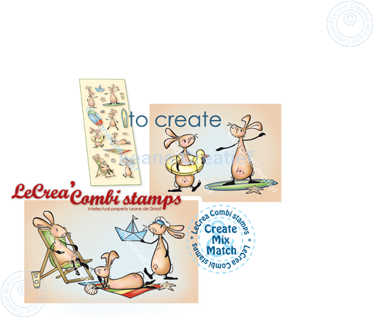 Afbeelding van LeCreaDesign® combi clear stamp Bunnies zomertijd