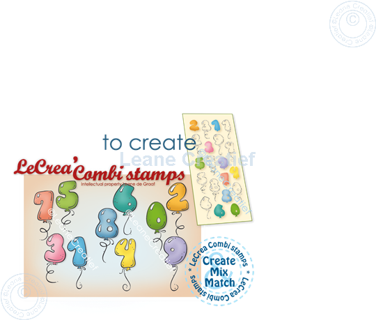 Afbeelding van LeCreaDesign® combi clear stamp Cijfer ballonnen