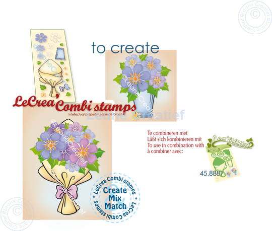 Bild von LeCreaDesign® Silikon Kombi Stempel Blumenstrauß (kombiniert mit Lea’bilitie 45.8887)