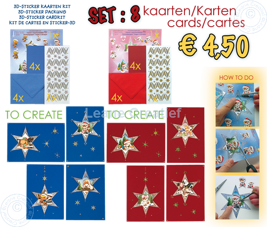Bild von Set 51.5373 + 51.5380 Weihnachten Sticker Karten Bastelpackung Sterne