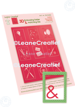 Afbeeldingen van 3D embossing folder & snijmal postzegels Hobby, 9 motieven 3x4cm
